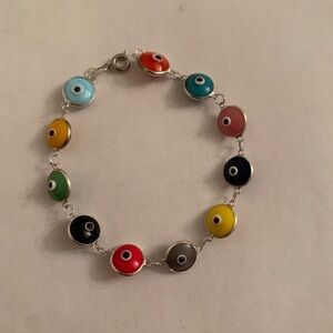 🧿 Evil Eye🧿 Sterling Silver Multicolor Good Luck Bracelet